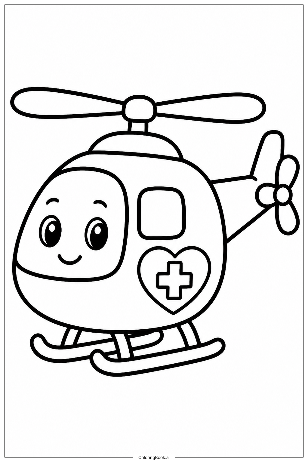  Página para colorear de Helicóptero Médico Lindo 