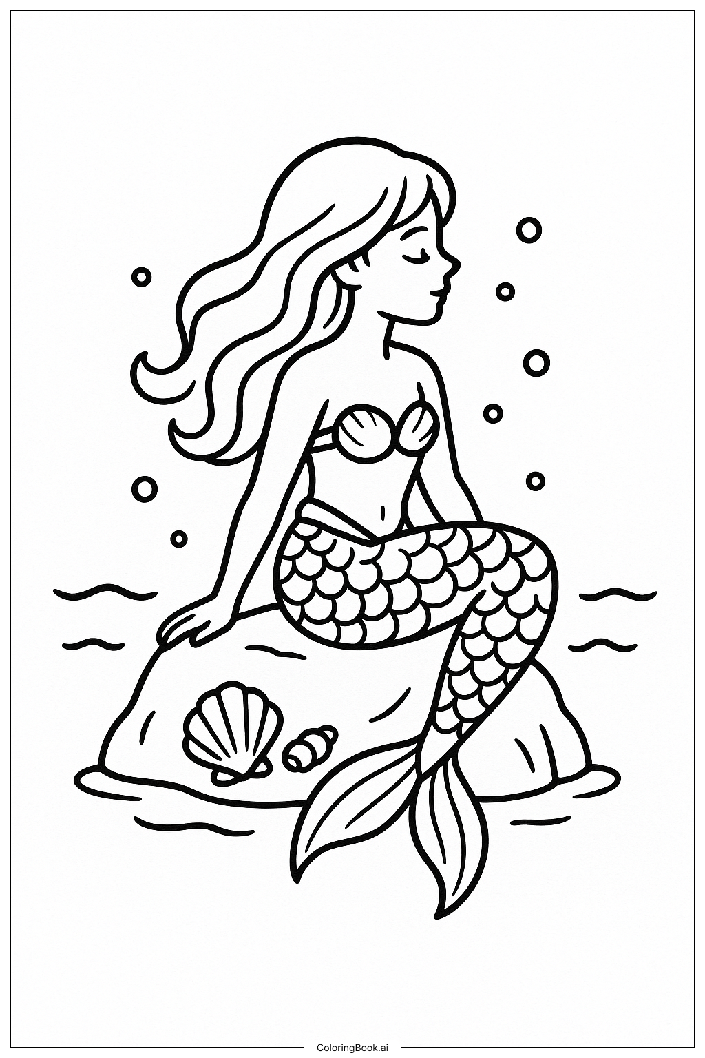  Page de coloriage Tatouage Sirène Mignonne 