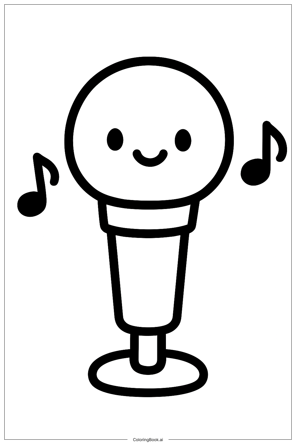  Página para colorear de Micrófono Musical Lindo 