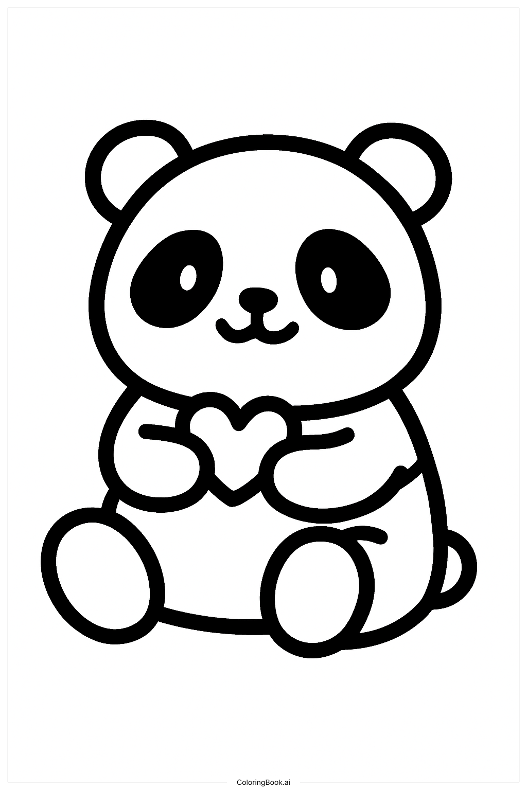 Gấu Trúc Dễ Thương Với Trái Tim