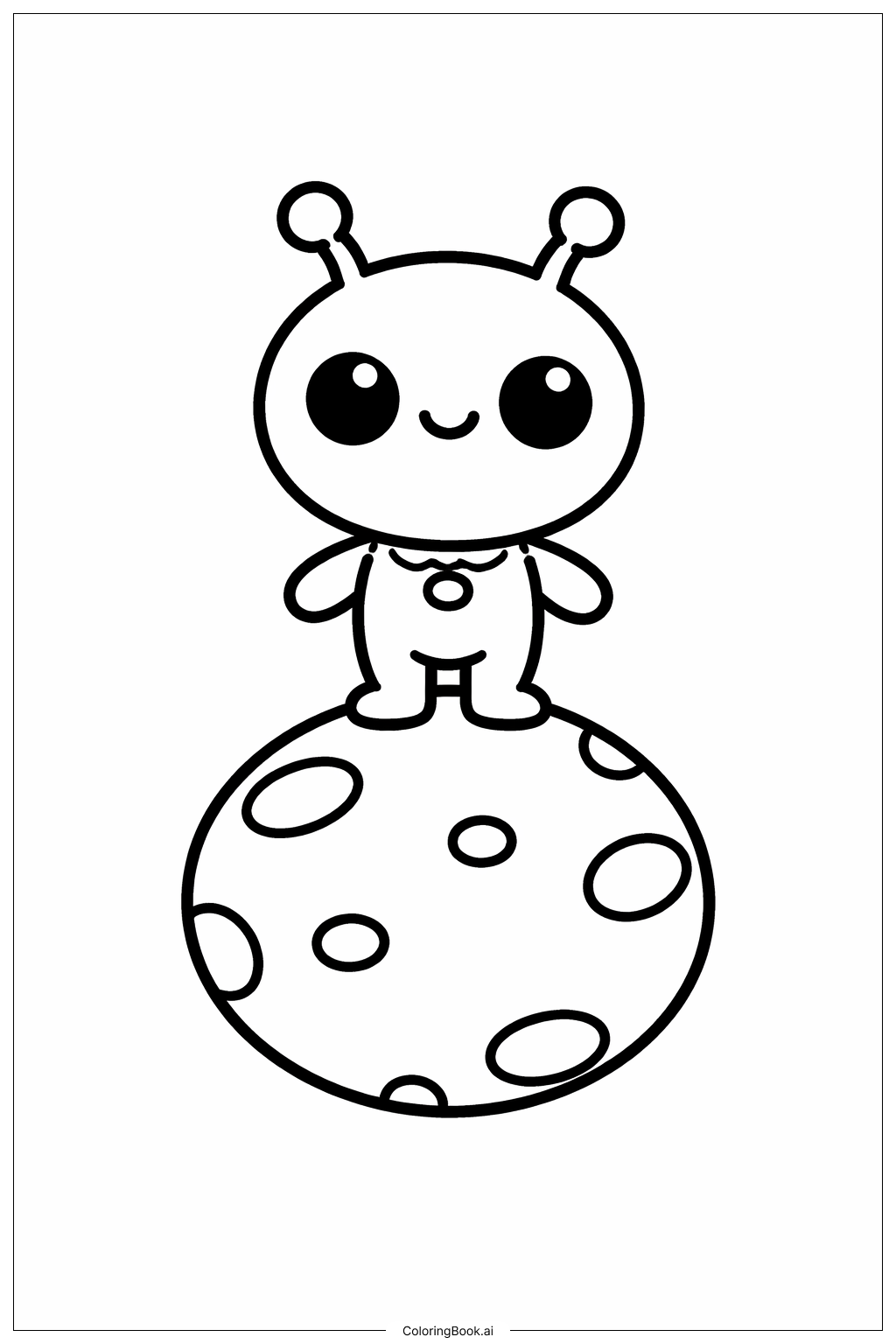  Página para colorear de Lindo Alienígena del Planeta 