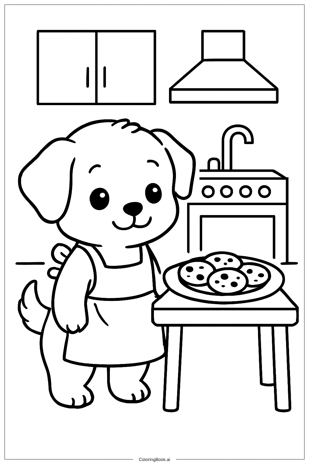  可愛小狗烤餅乾著色頁 