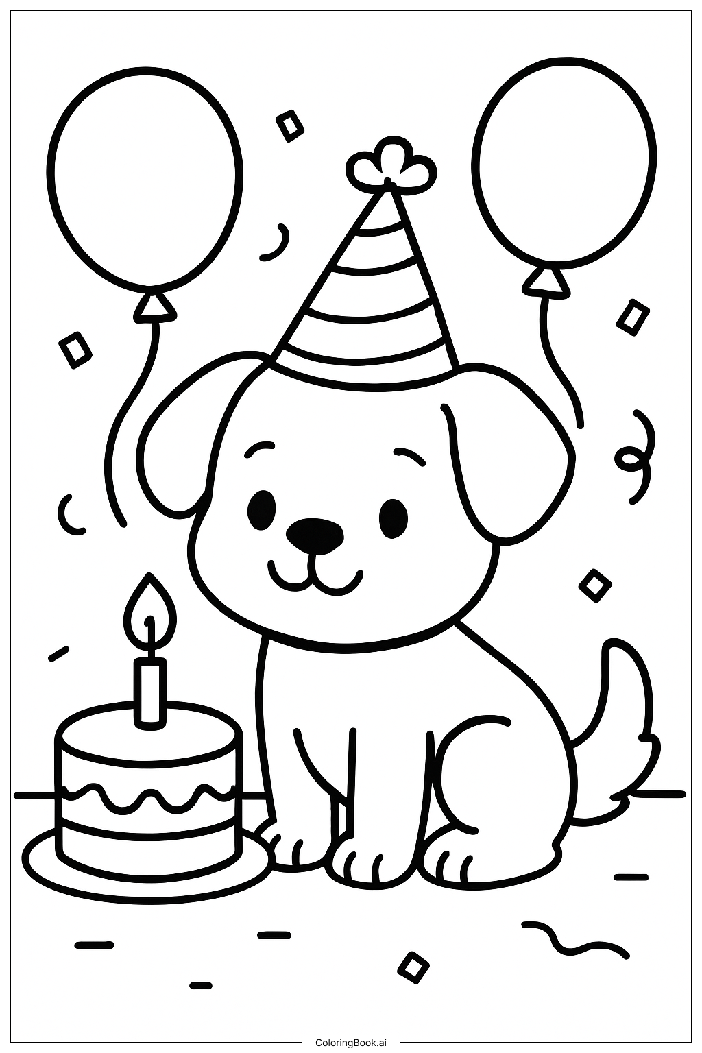  Página para colorir de Cachorrinho Fofo 