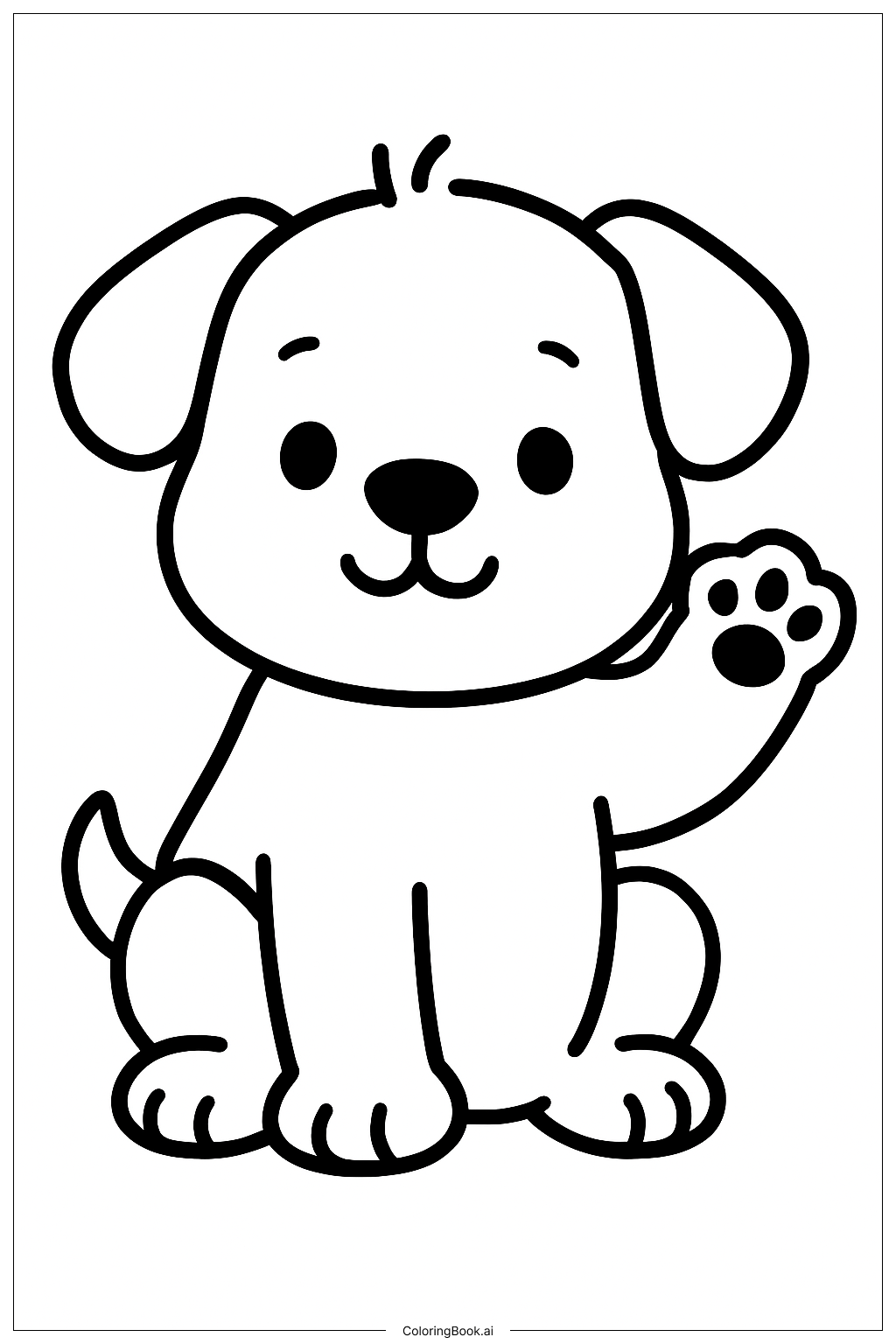  Página para colorear de Cachorro Lindo Sosteniendo la Pata 