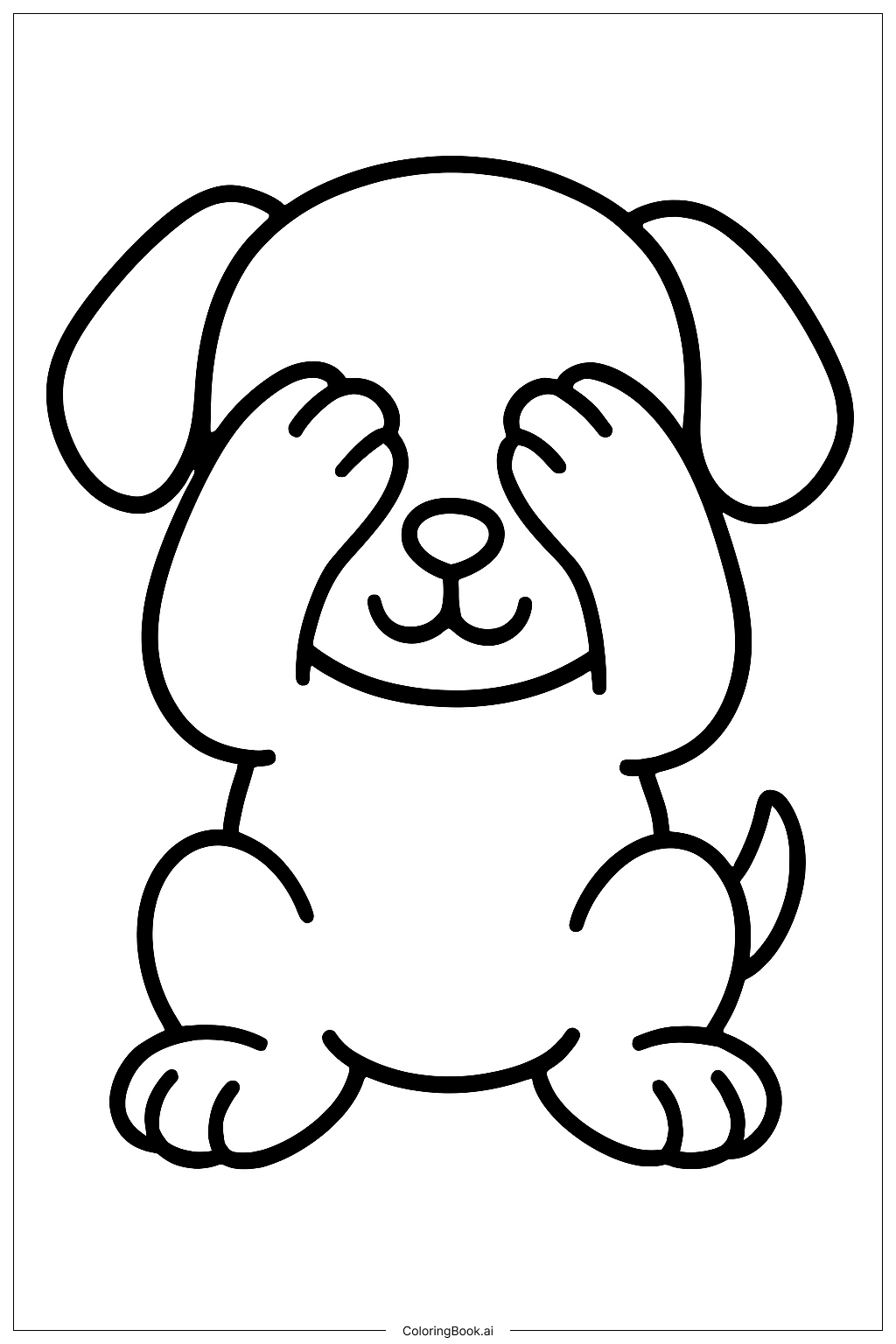  Página para colorear de Cachorro Adorable Escondidas 