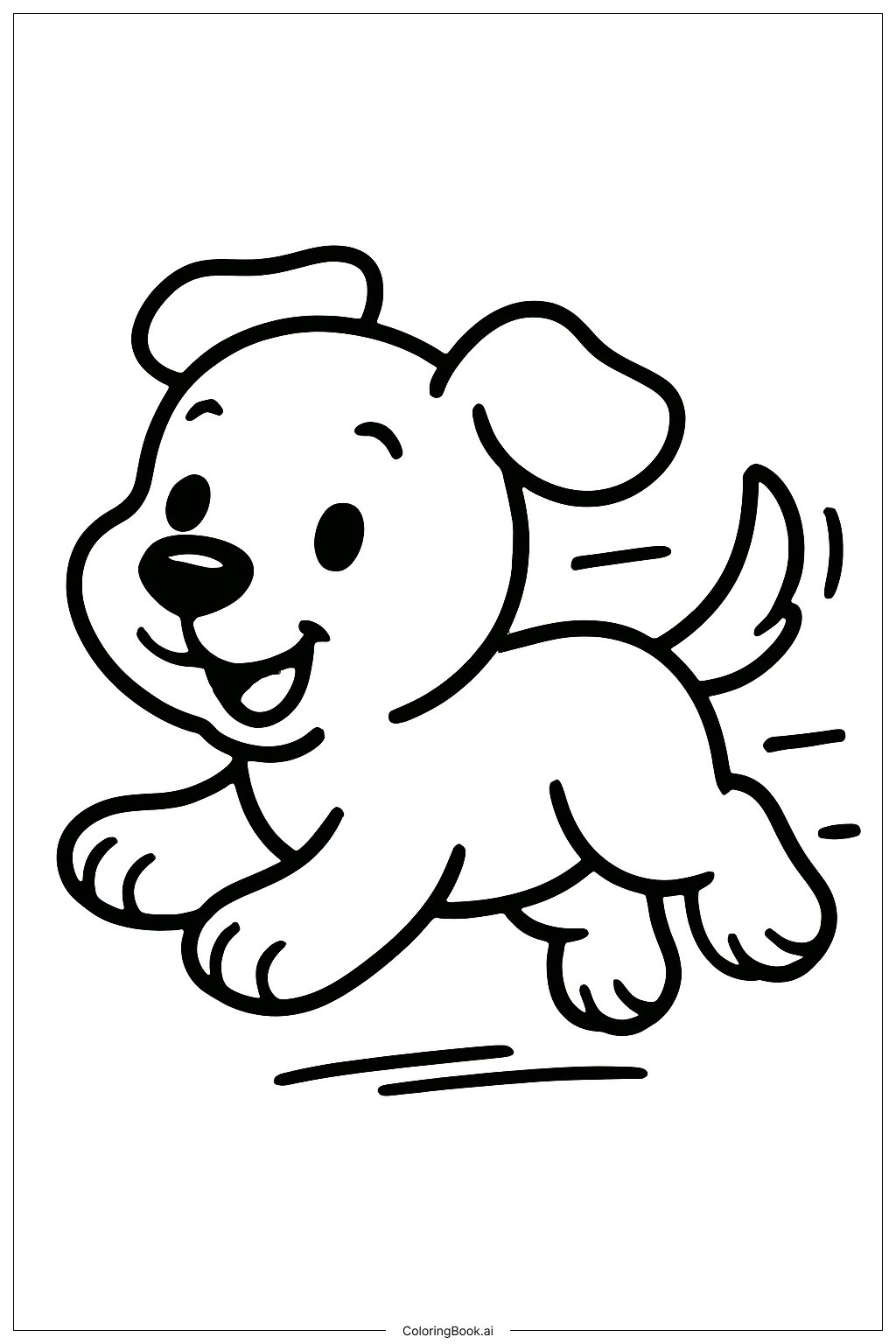  Página para colorear de Perrito Lindo Corriendo 