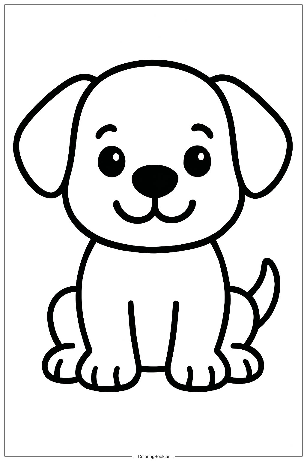  Página para colorear de Cachorro lindo sentado 