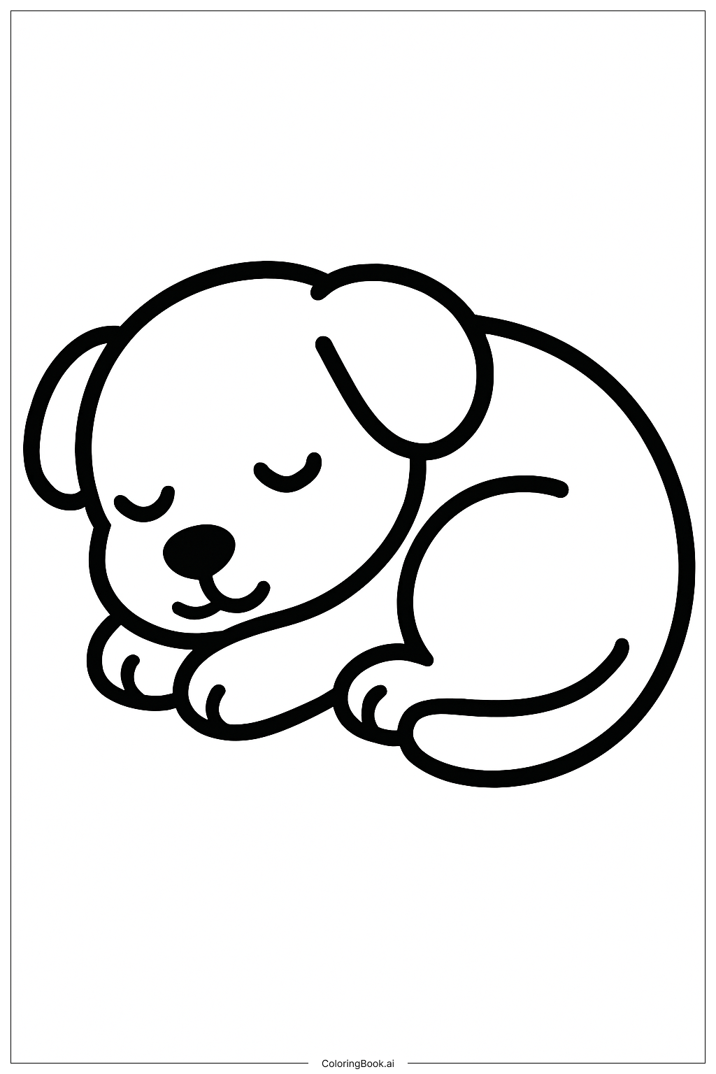  Página para colorear de Perrito lindo durmiendo 