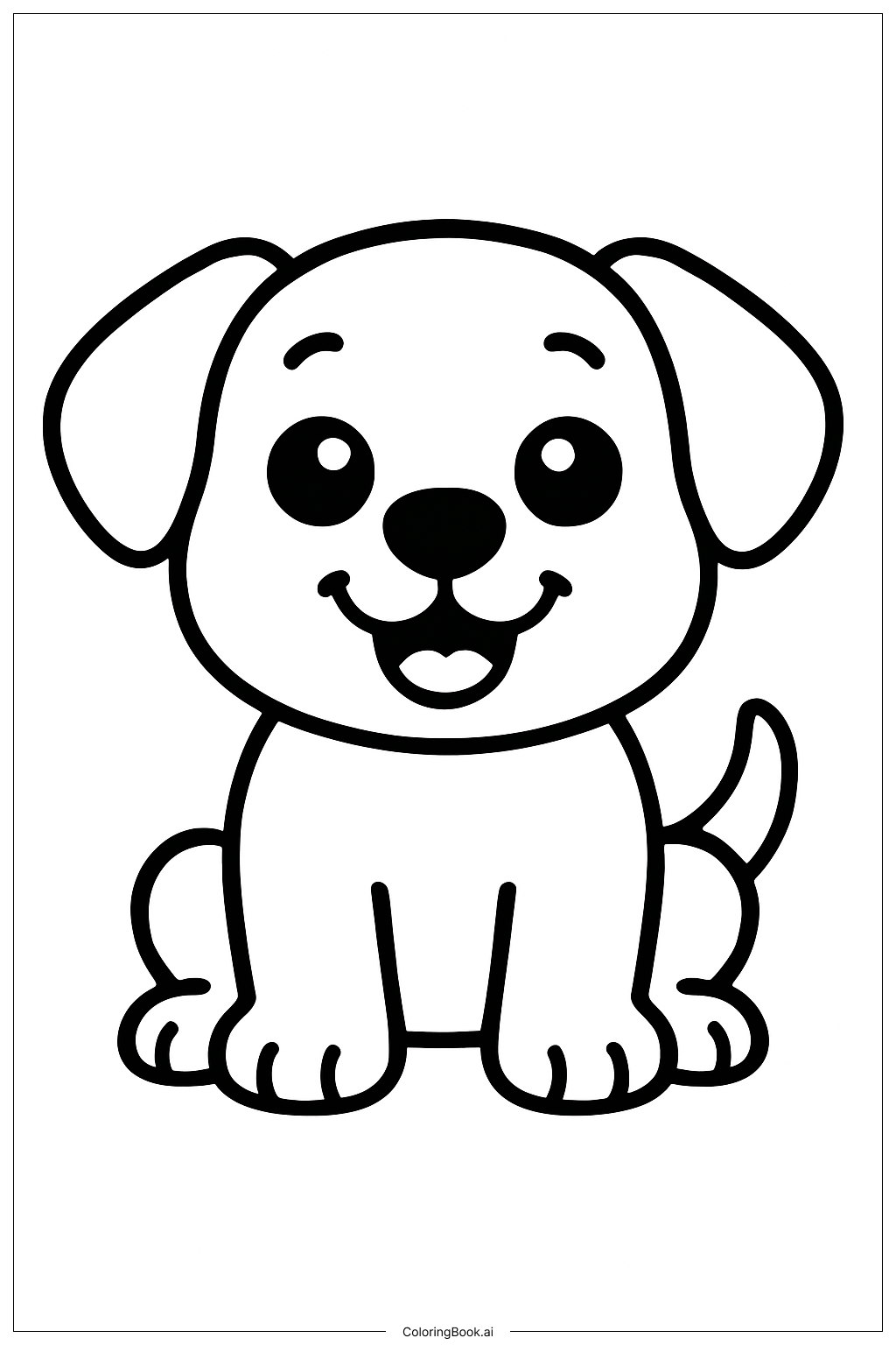  かわいい子犬の塗り絵ページ 