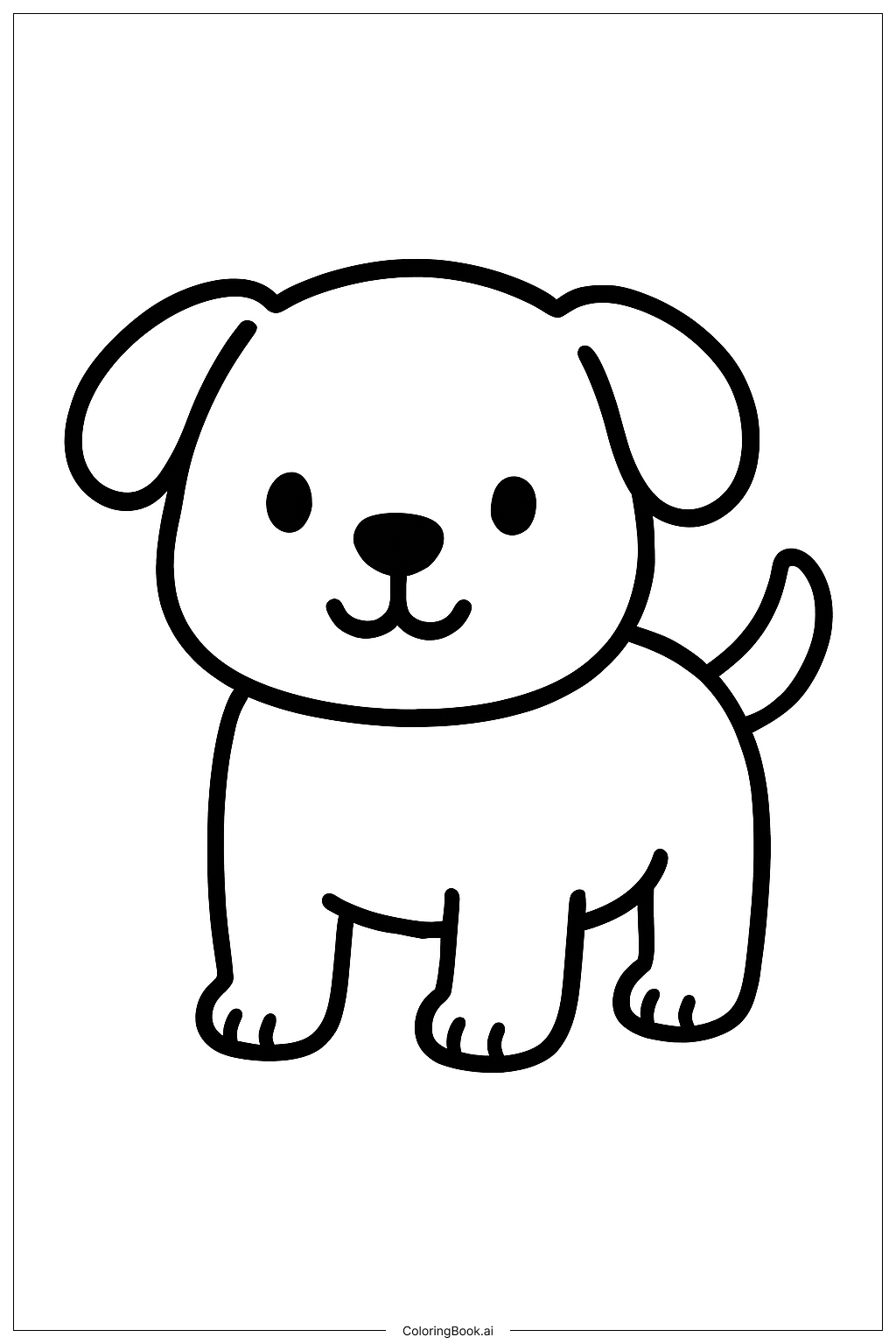  Página para colorear de Cachorro Lindo de Pie 