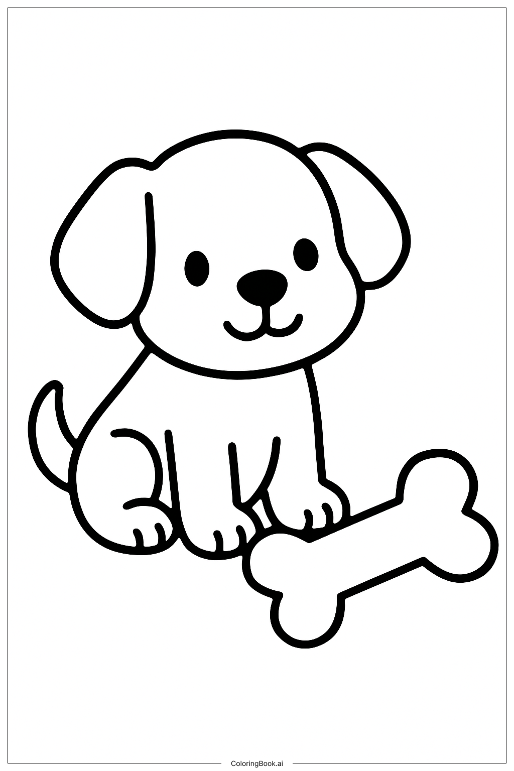  Página para colorear de Cachorro lindo con juguete 