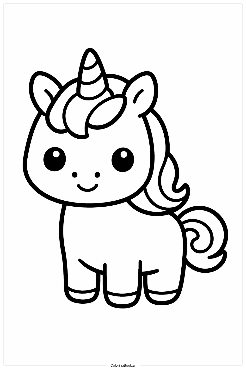Página para colorear de Unicornio Adorable