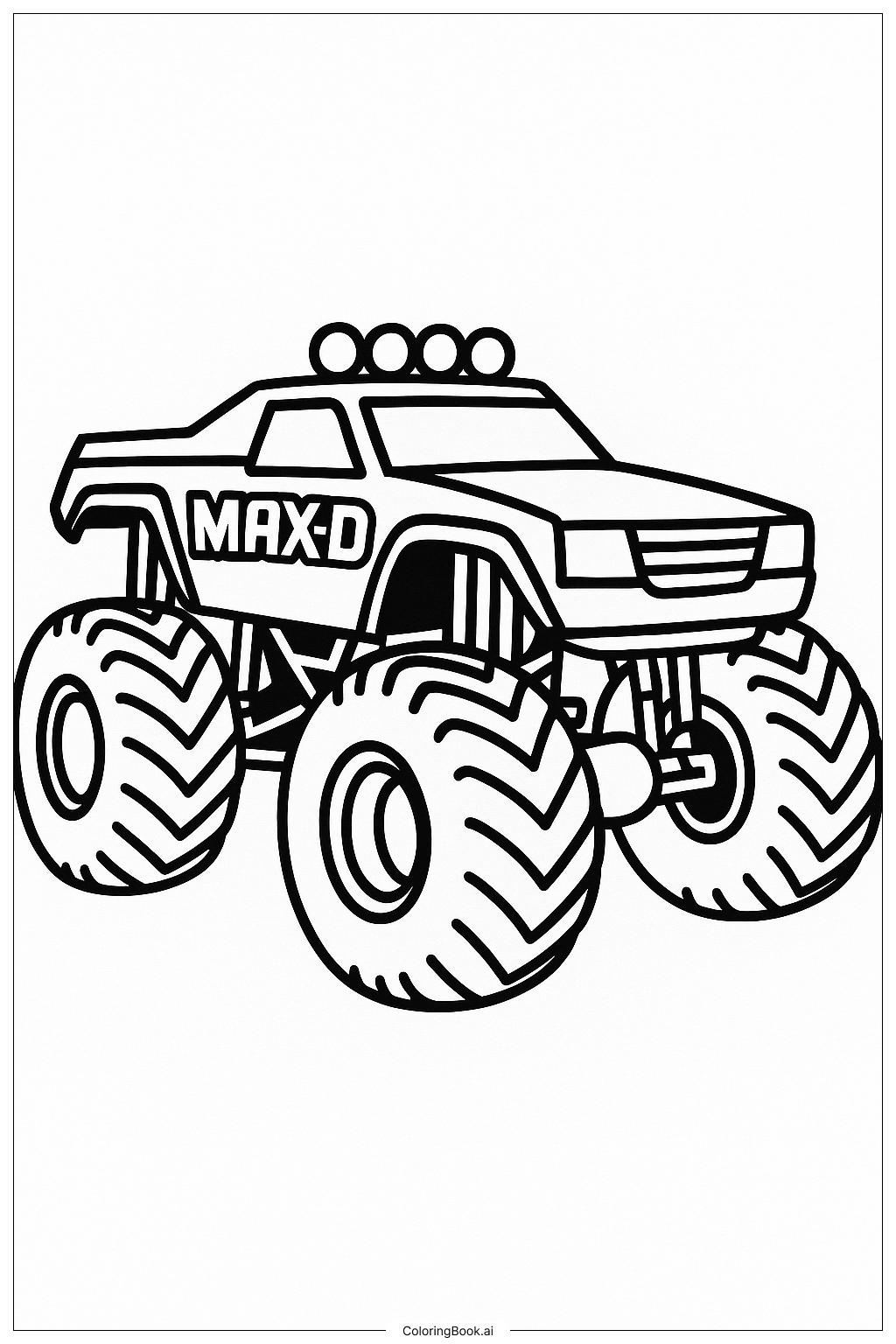  Max-D怪物卡车简单姿势填色页 
