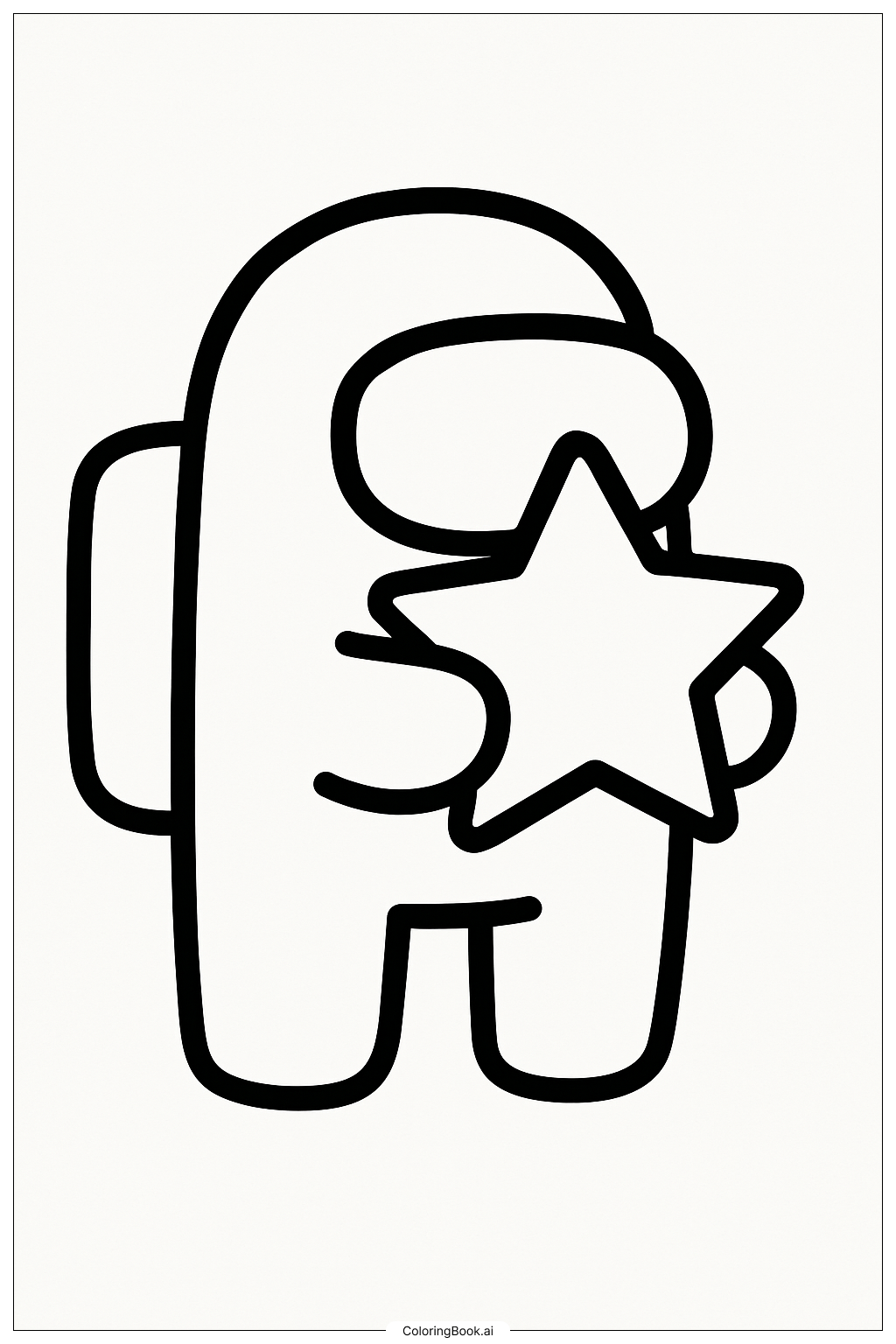  Among Us Character Holding A Star Coloring Page 