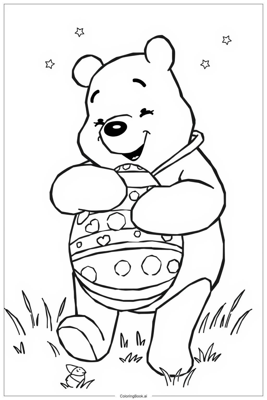  Página para colorear de huevos de pascua de winnie the pooh 