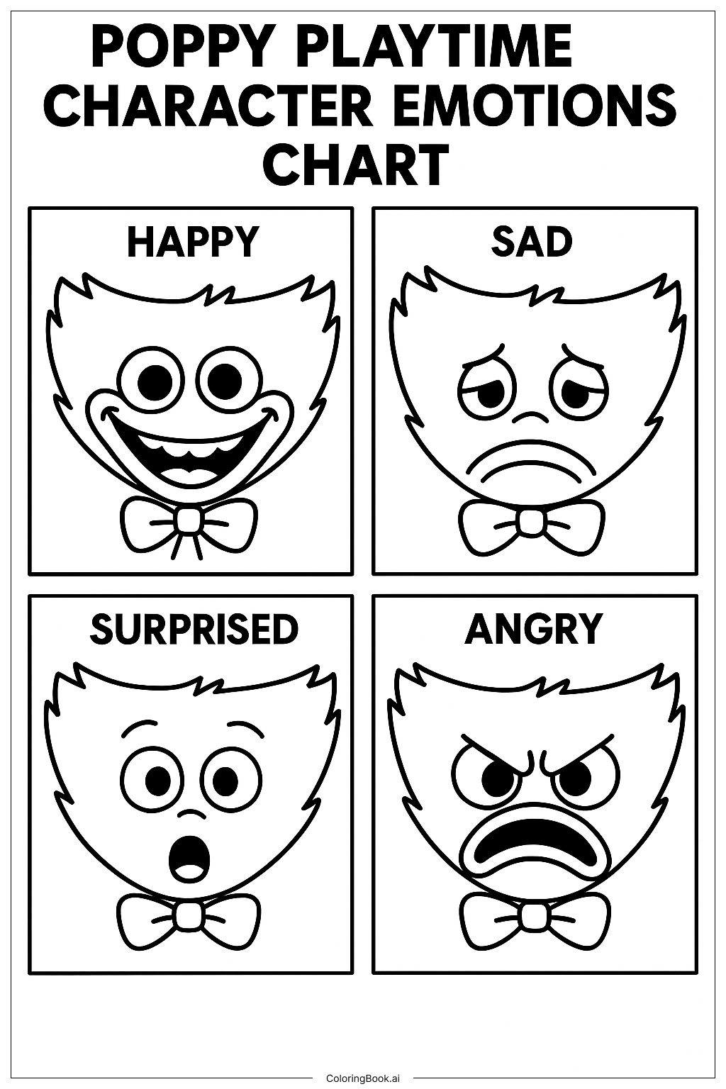  Poppy Playtime Character Emotions Chart Coloring Page 