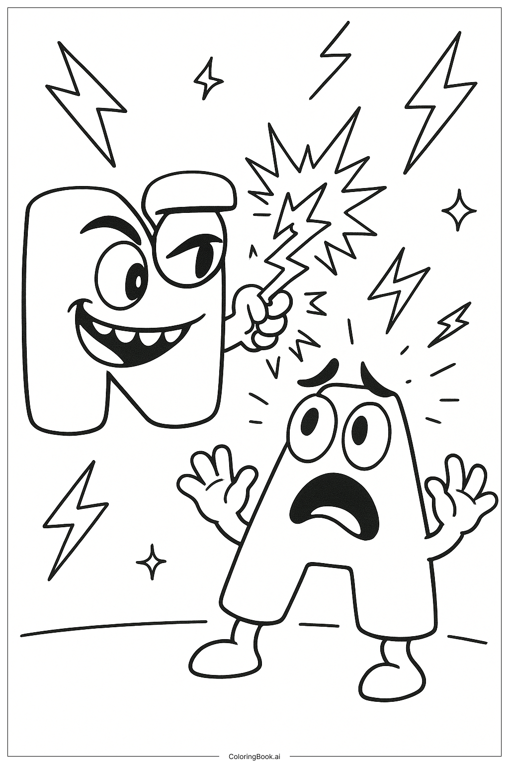 Alphabet Lore N Zapping A Letter Coloring Page