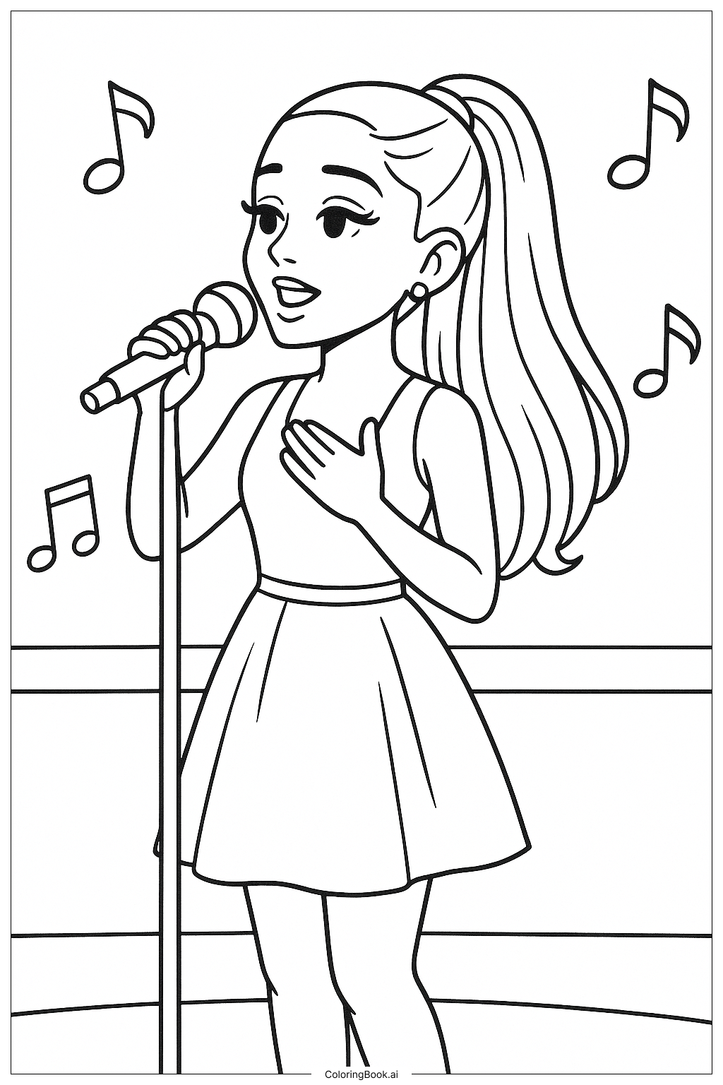  Página para colorear de Ariana Grande en una escena de video musical 