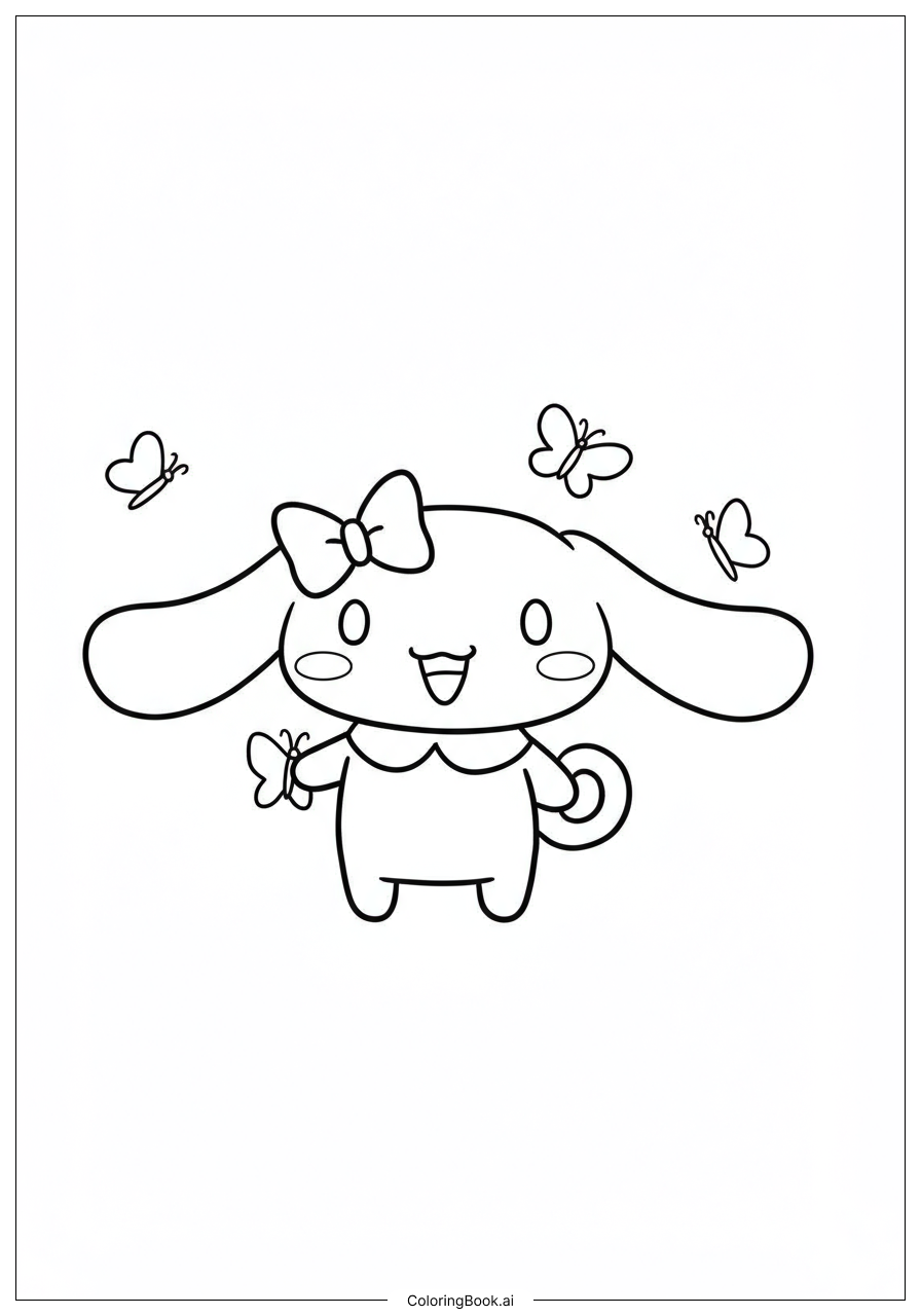  Cinnamoroll Playing With Butterflies Coloring Page 