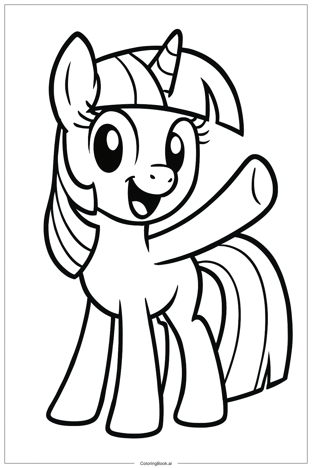  Página para colorear de Feliz Twilight Sparkle Saludando 