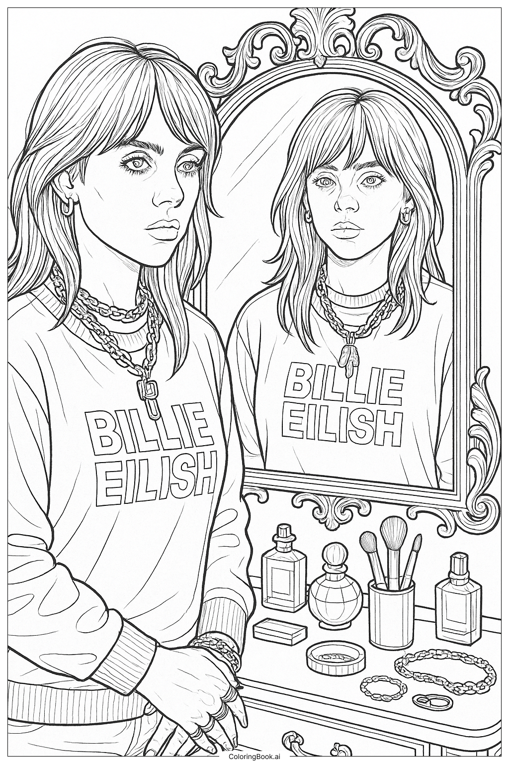 Billie Eilish Looking In A Mirror Ausmalseite