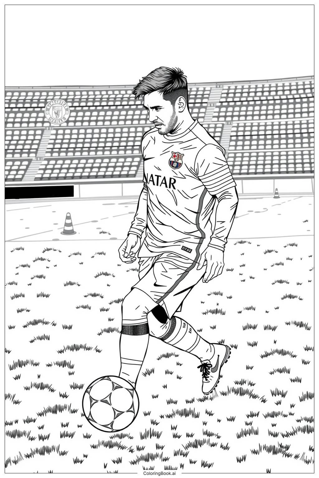  messi training on the field-2 Coloring Page 