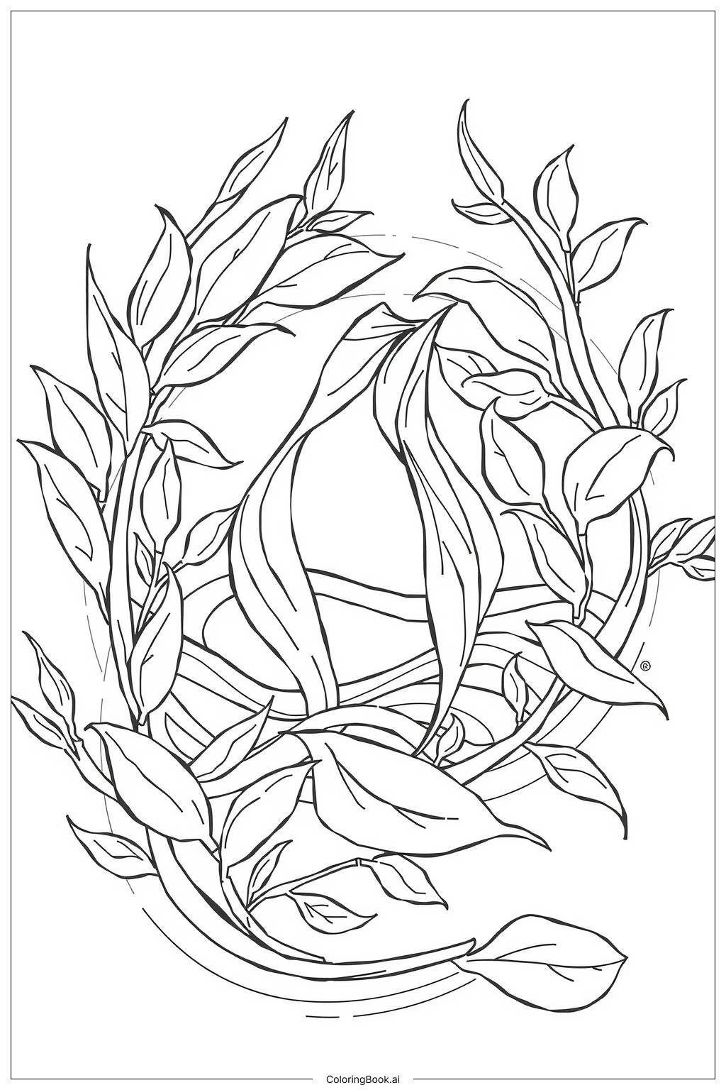  Leaf Arrangement in a Spiral-2 Coloring Page 