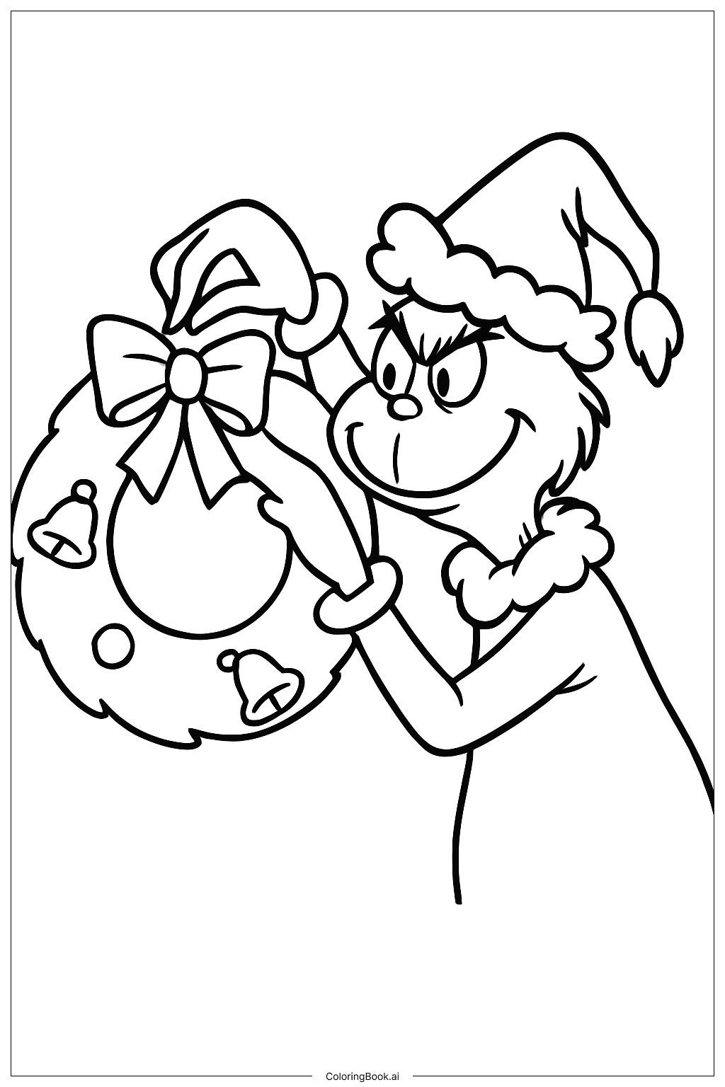  The Grinch Decorating Wreath Coloring Page 