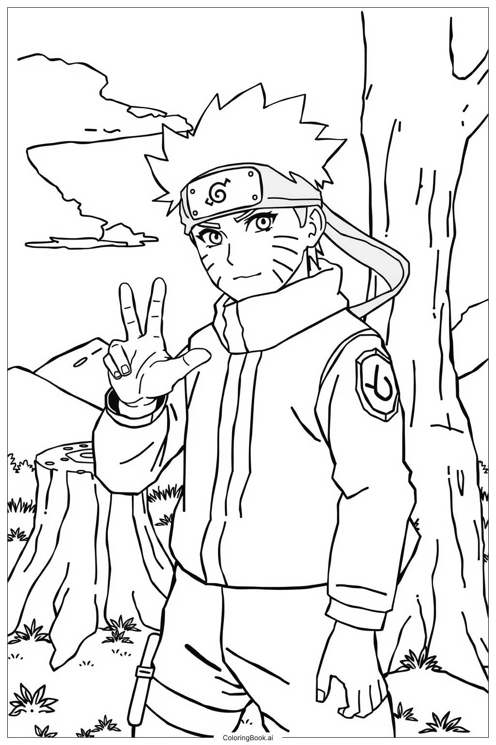  Página para colorear de Crecimiento de Naruto como líder ninja 