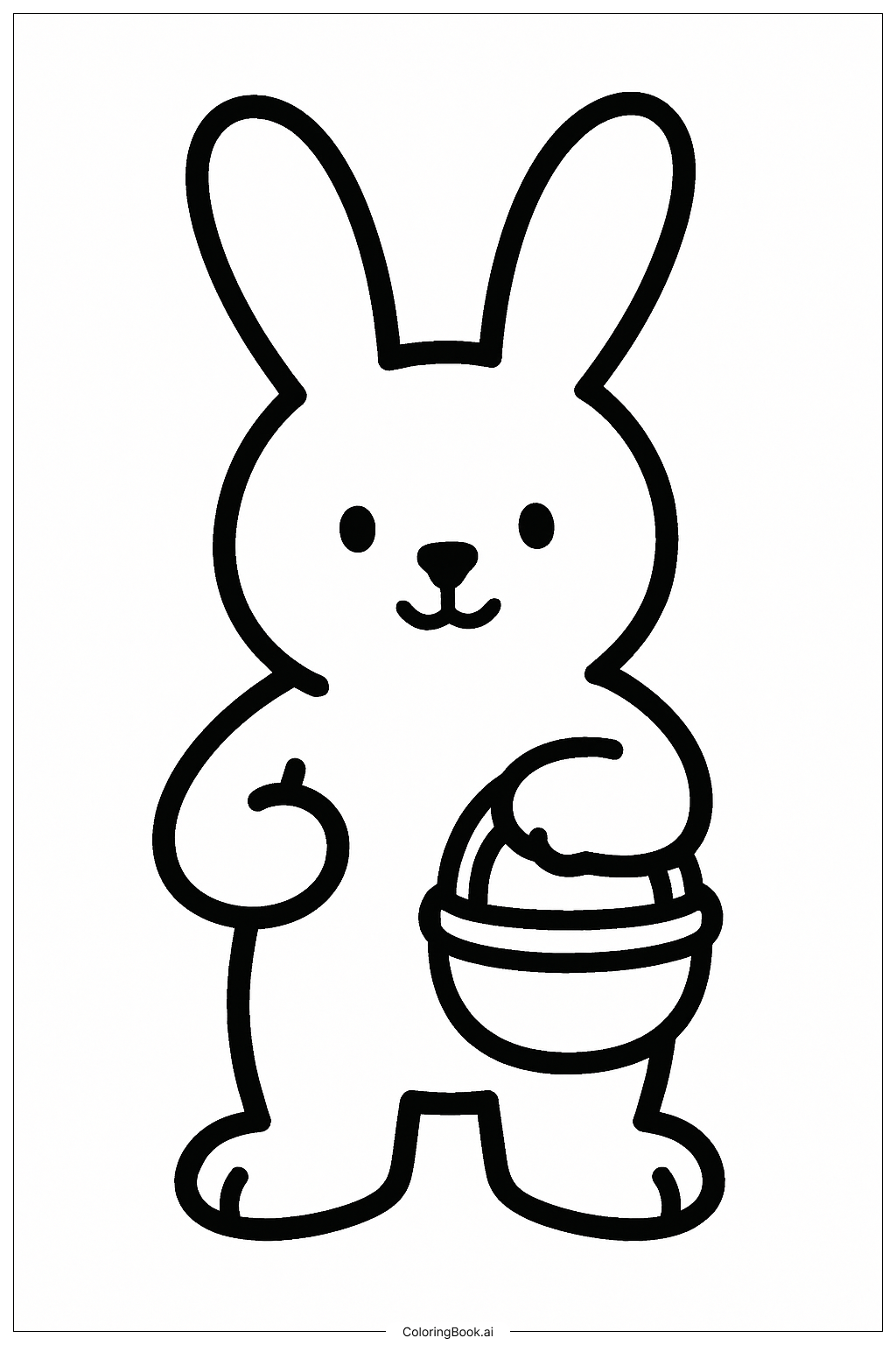 Easter Bunny Holding A Small Basket Coloring Page