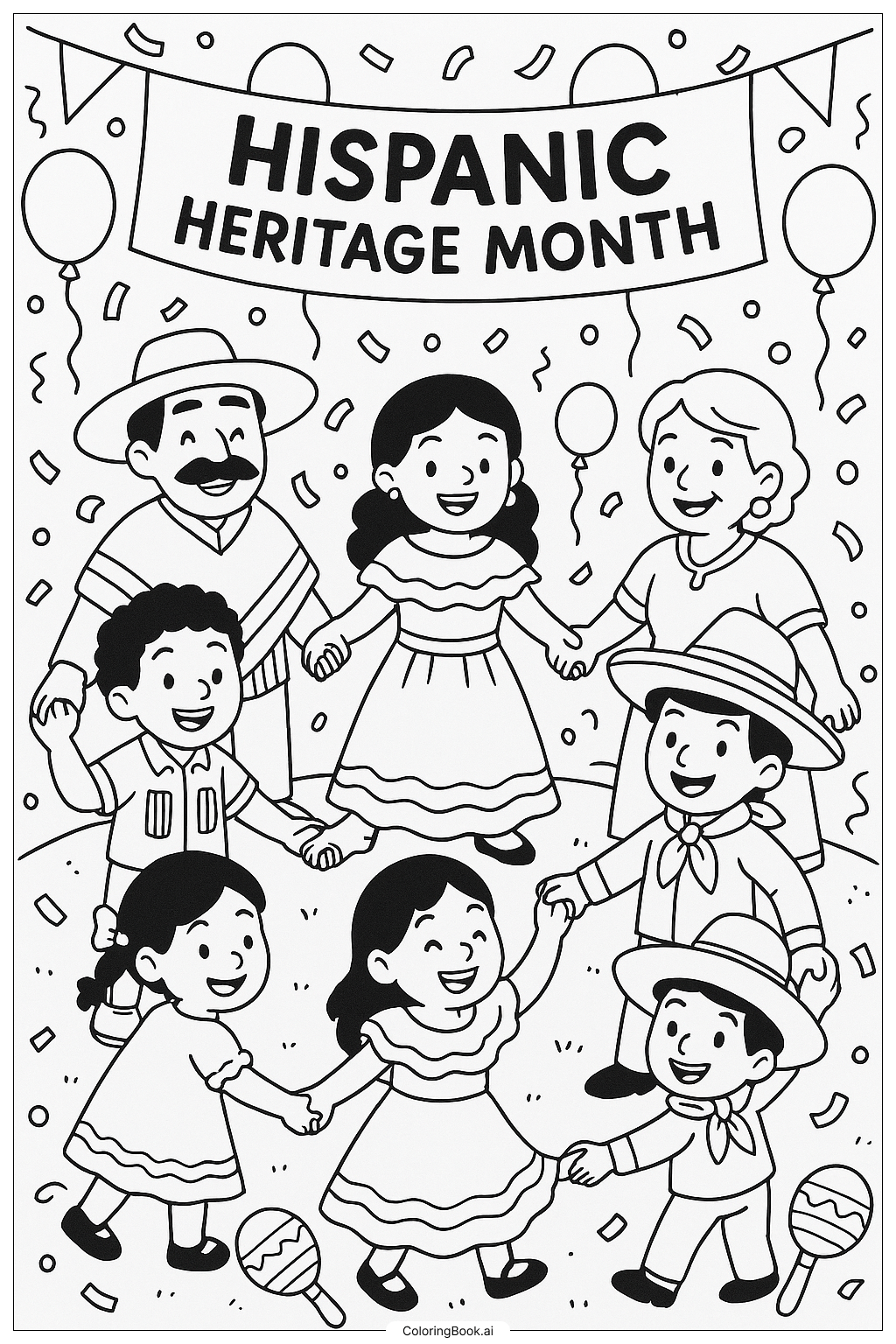  Gemeinschaftstreffen zum Hispanischen Monat des Erbes Ausmalseite 