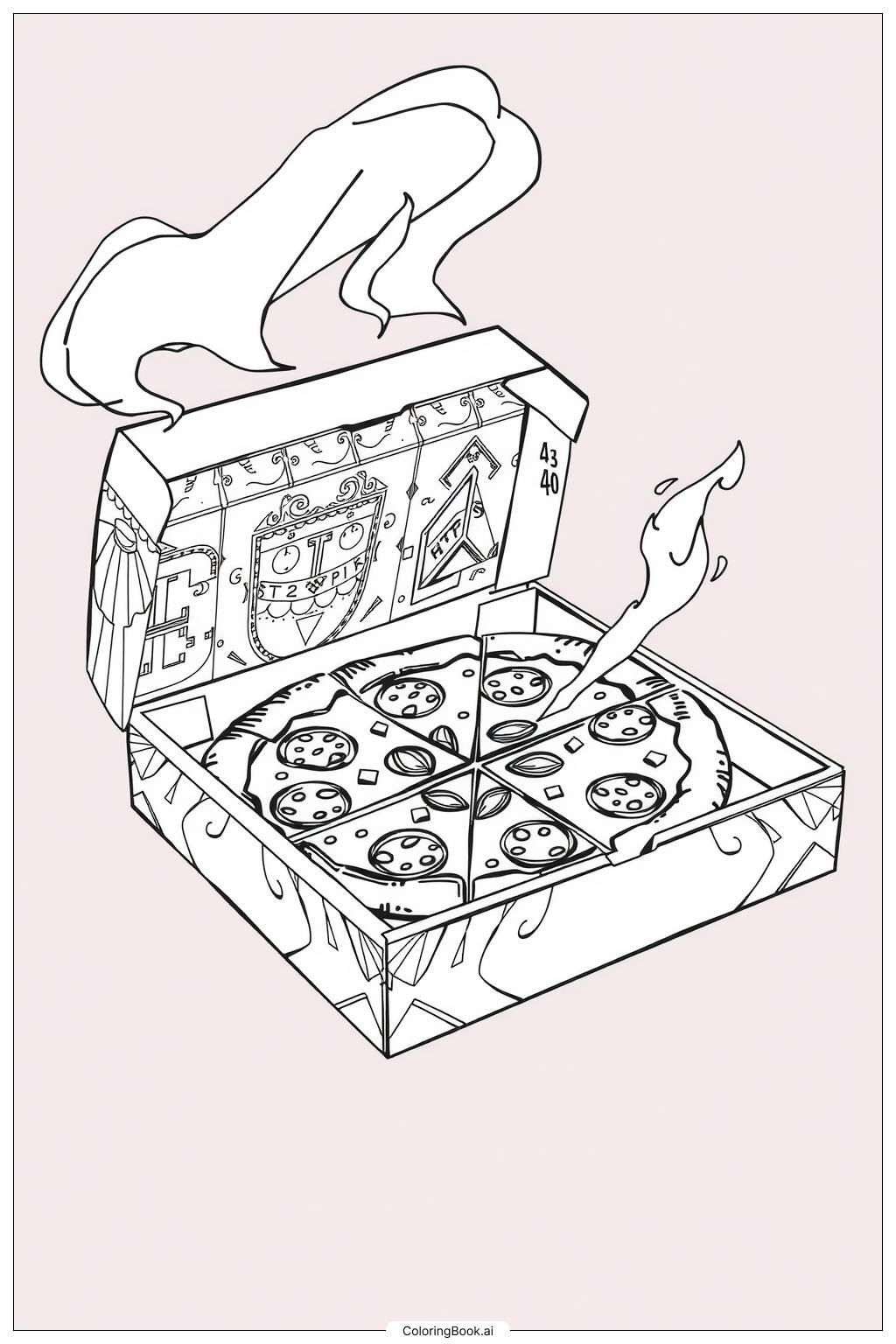  Pizza Box with Steam Coloring Page 