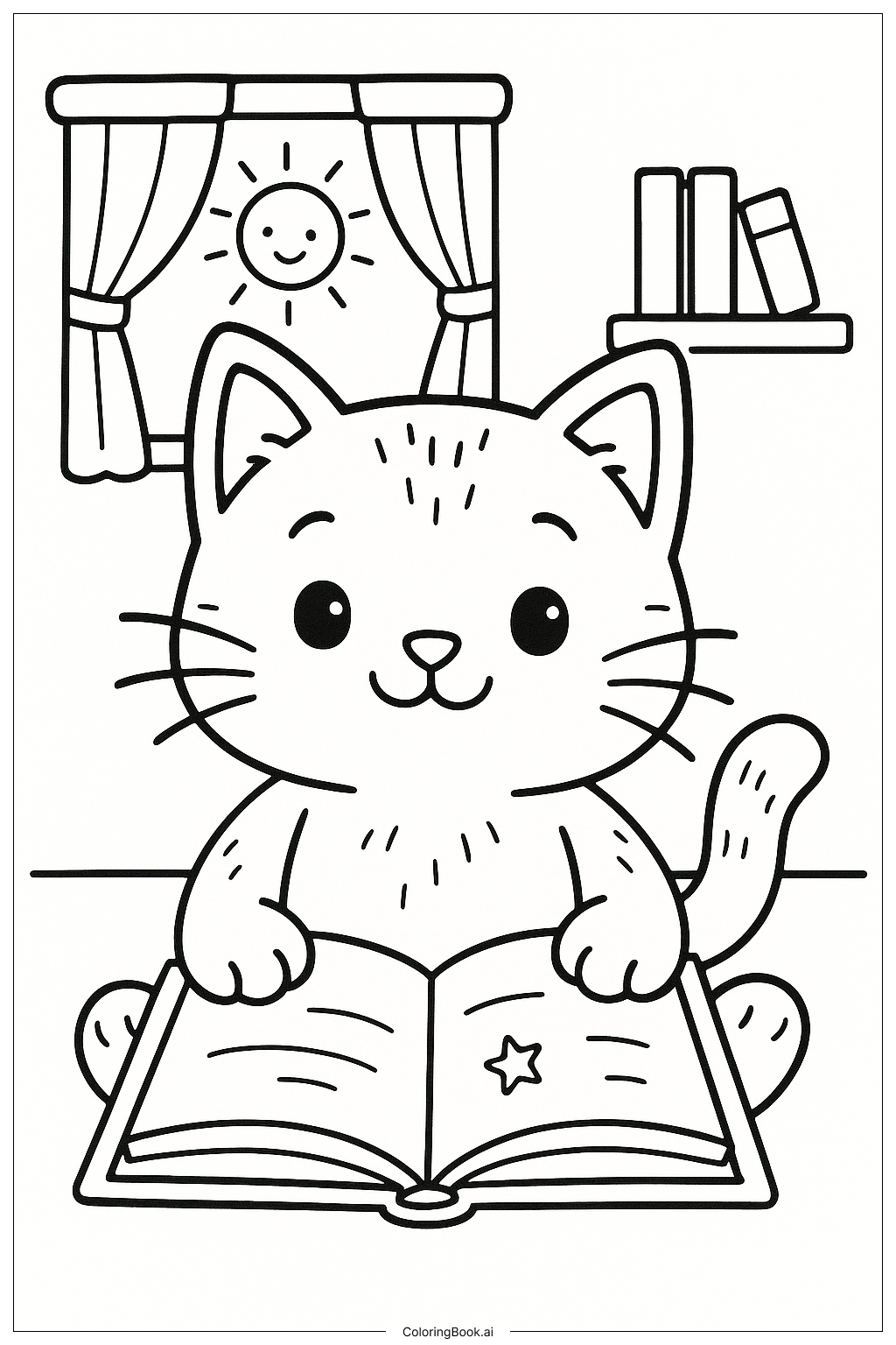  Gabby Cat Reading A Storybook Coloring Page 