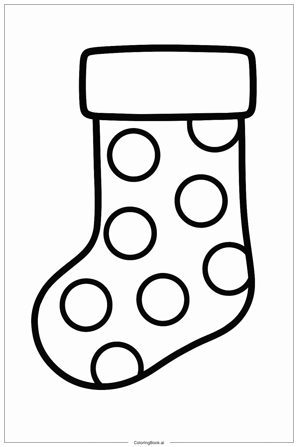  点点花纹圣诞袜填色页 