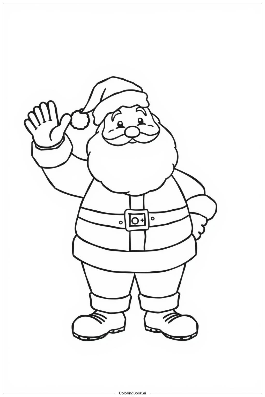  Página para colorear de santa claus saludando 