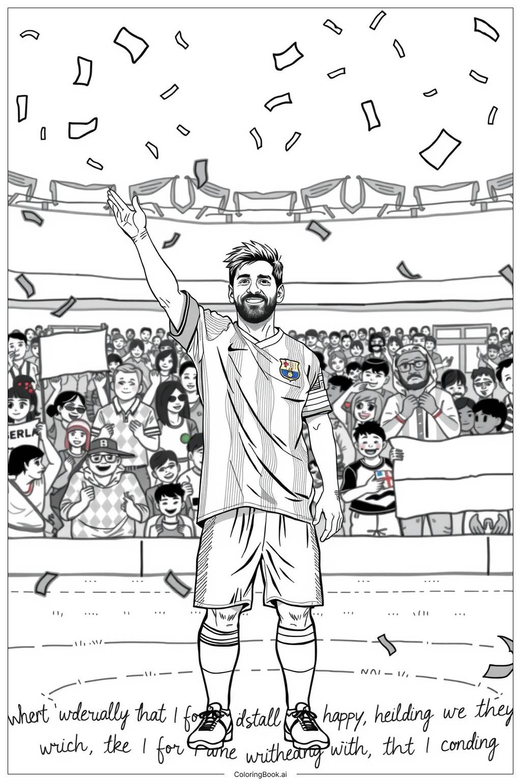  messi surrounded by cheering fans in a stadium-2 Coloring Page 