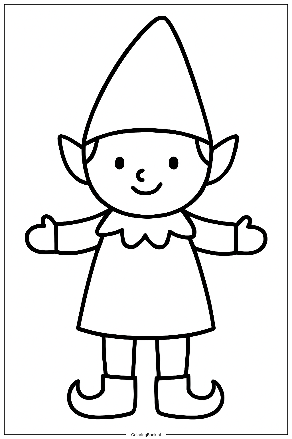  Página para colorir de Duende com um Chapéu Pontiagudo Grande 