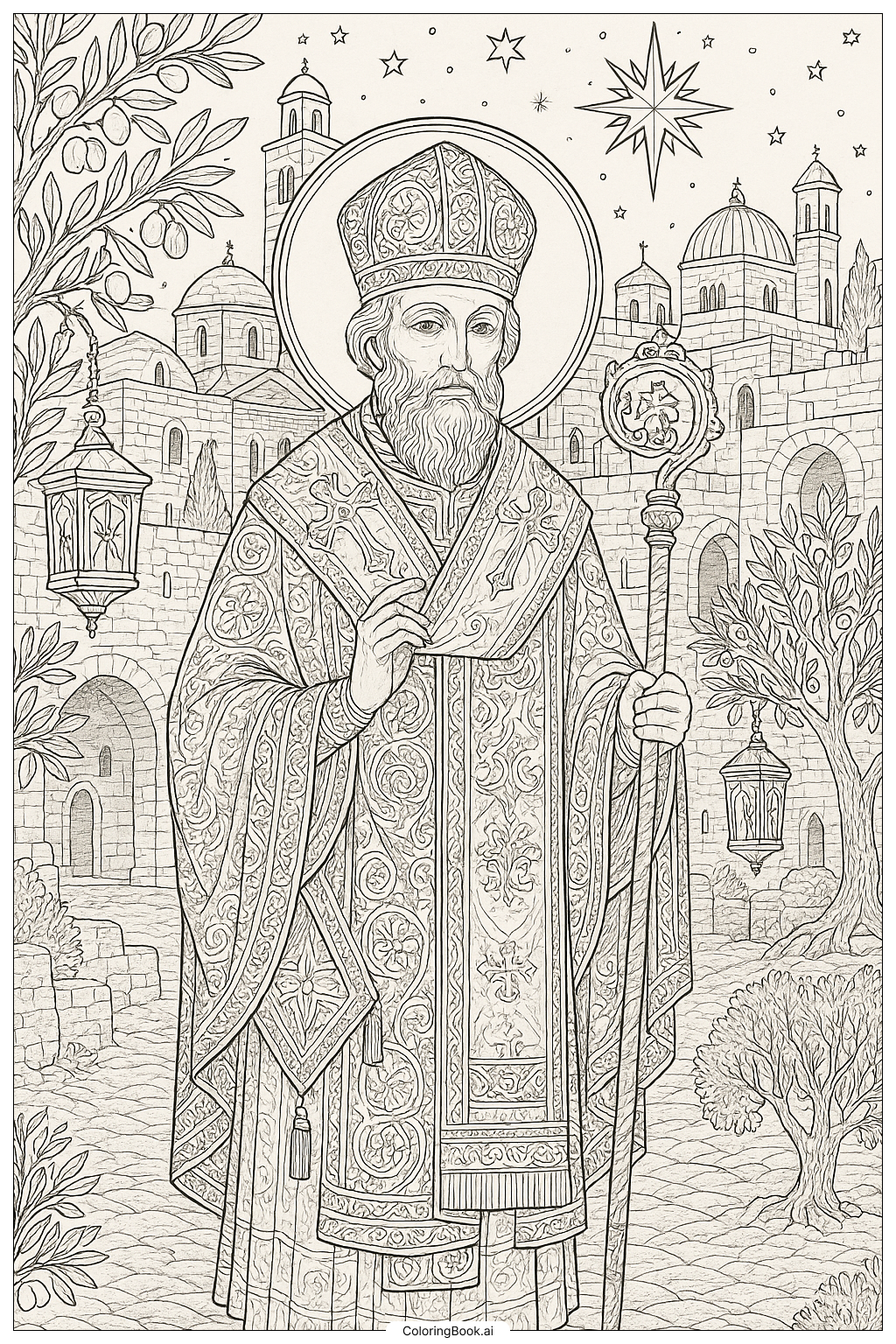 베들레헴의 성 니콜라스 색칠공부 페이지