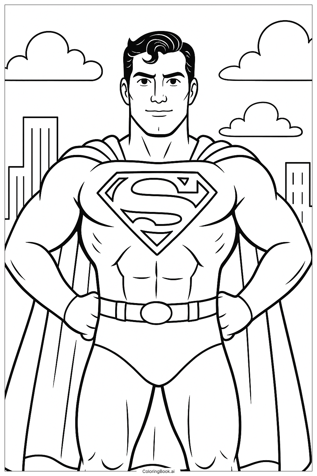  Página para colorear de Un retrato detallado de Superman 