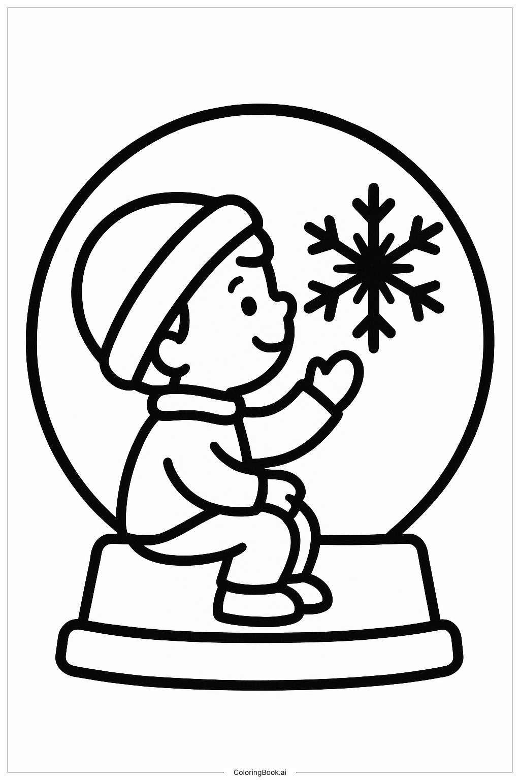 子供の初めてのスノードームの塗り絵ページ