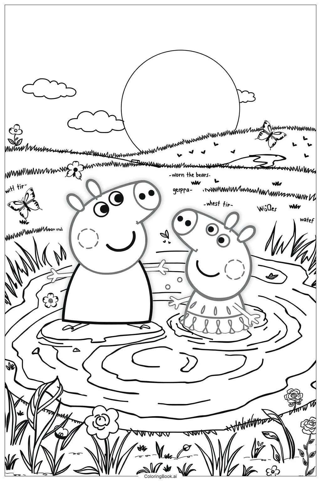  peppa pig muddy puddle splash with george Coloring Page 