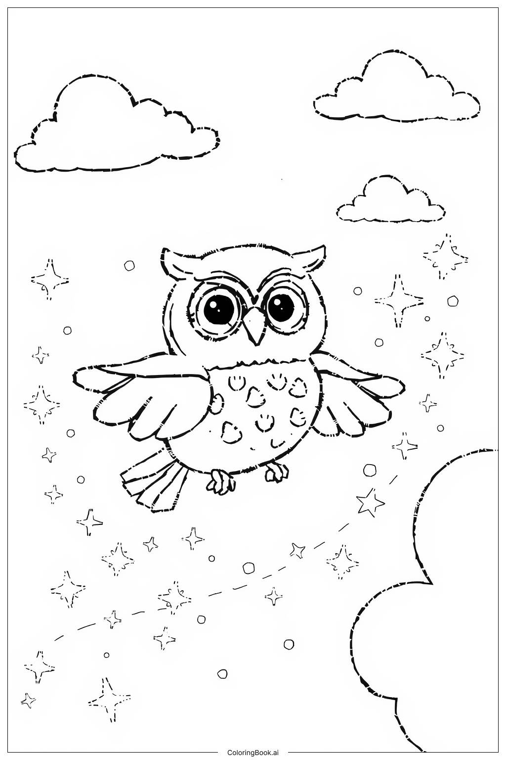  Owl's Magical Journey Coloring Page 