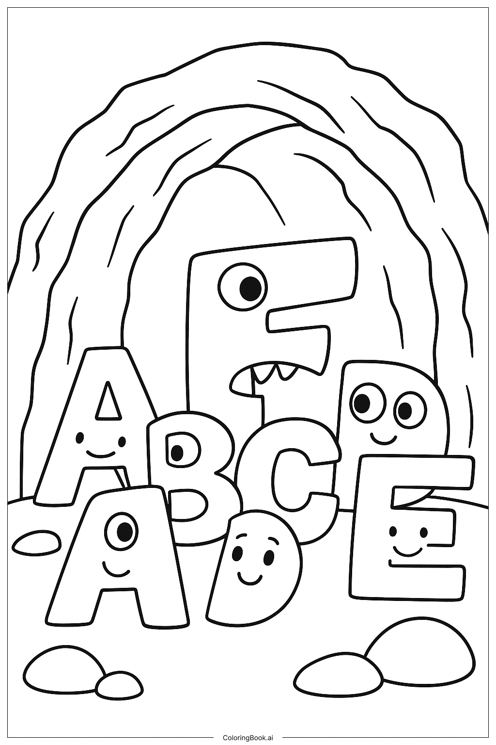 Alphabet Lore Letters In F's Cave Coloring Page