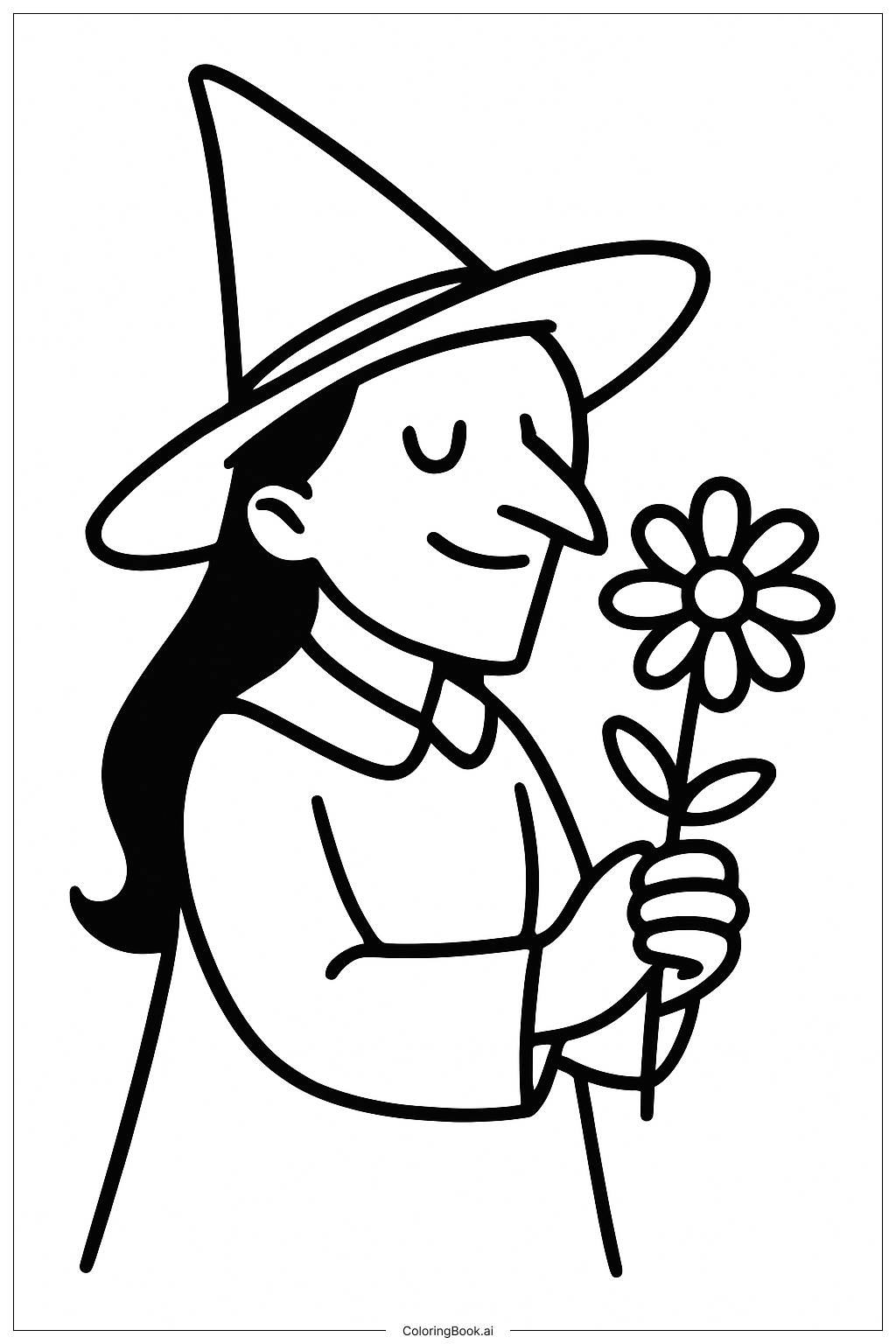  Página para colorir de Elphaba Malvada Segurando Uma Margarida 