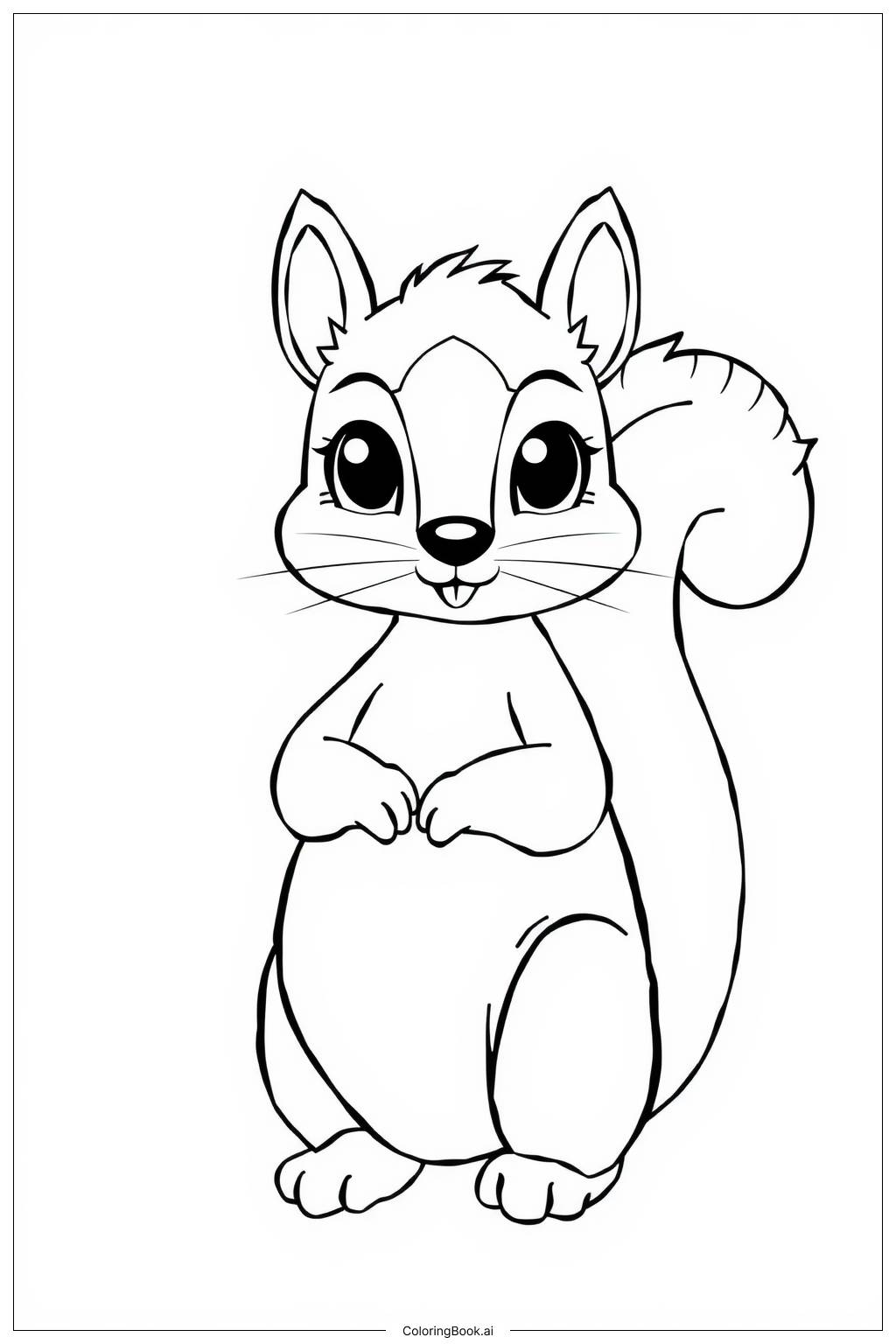  Squirrel Playing on the Ground Coloring Page 