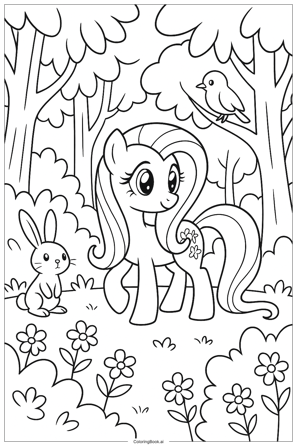  Trang tô màu Fluttershy Khám Phá Rừng Everfree 