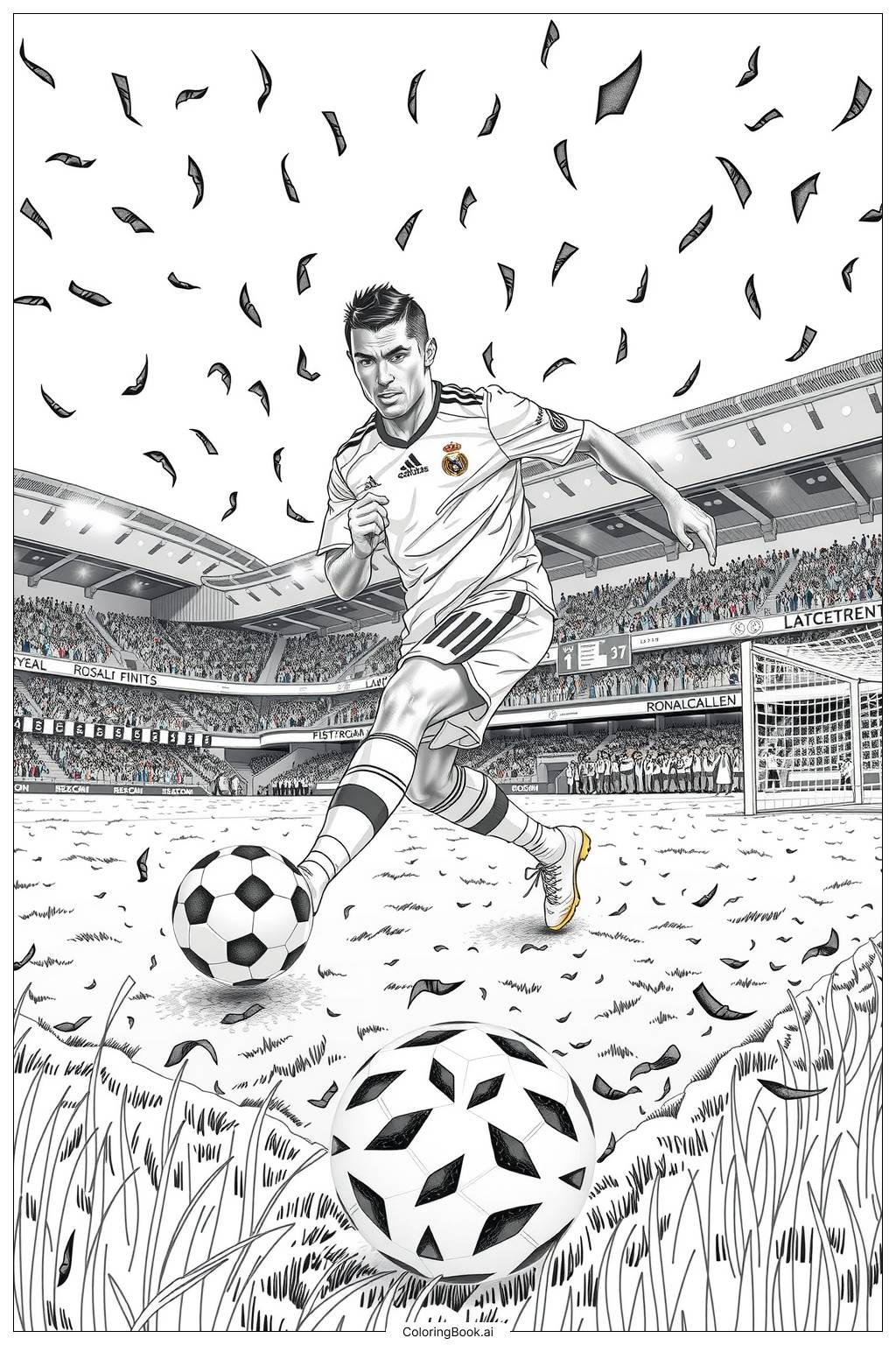  Ronaldo Playing in a Championship Final Coloring Page 