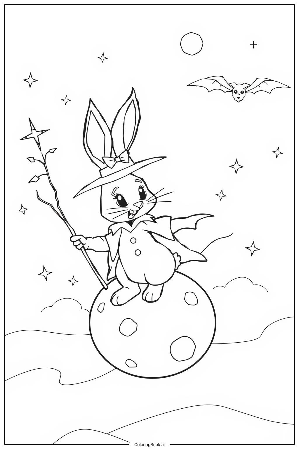  Halloween Bunny Moon-2 Coloring Page 