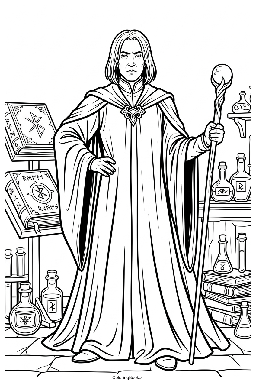 Harry Potter facing stern professor in laboratory Coloring Page