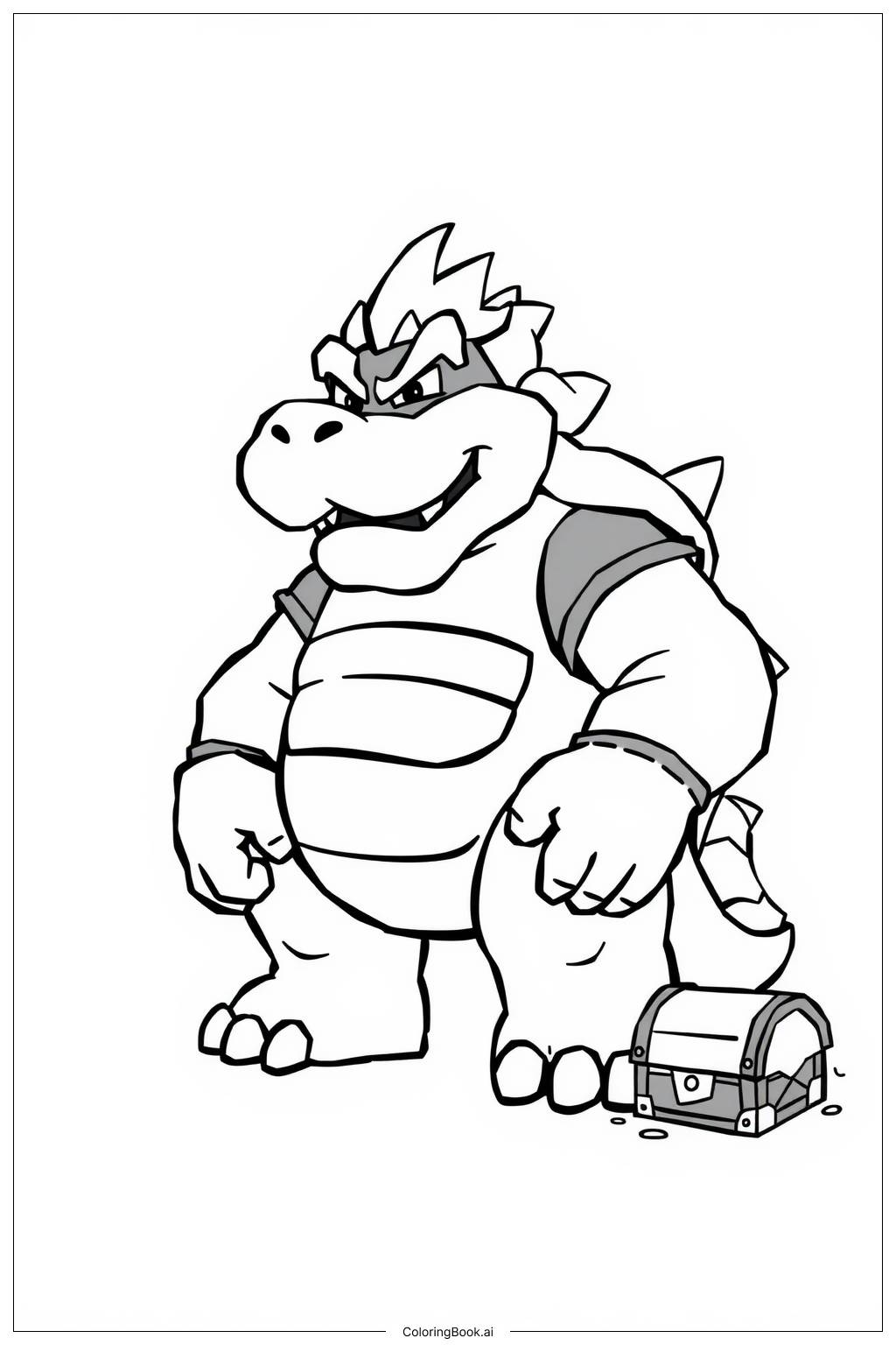  Page de coloriage Bowser protégeant son trésor 